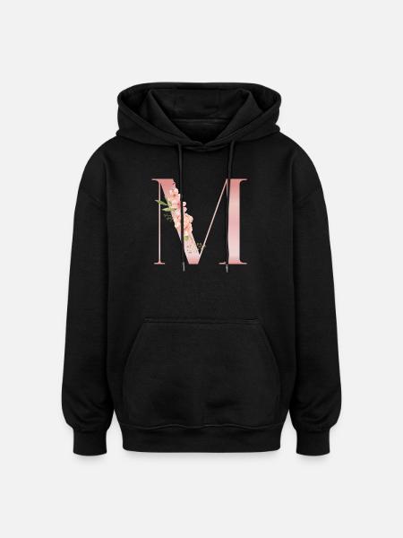 M pastellrosa Blumen - Oversized Unisex Hoodie - Schwarz