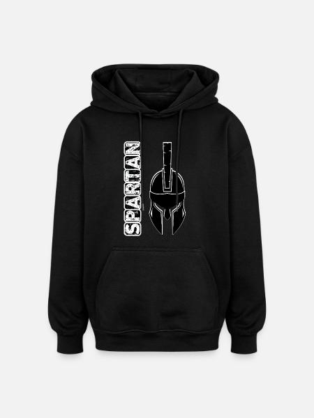 Black grunge spartan helmet - Oversized Unisex Hoodie - black
