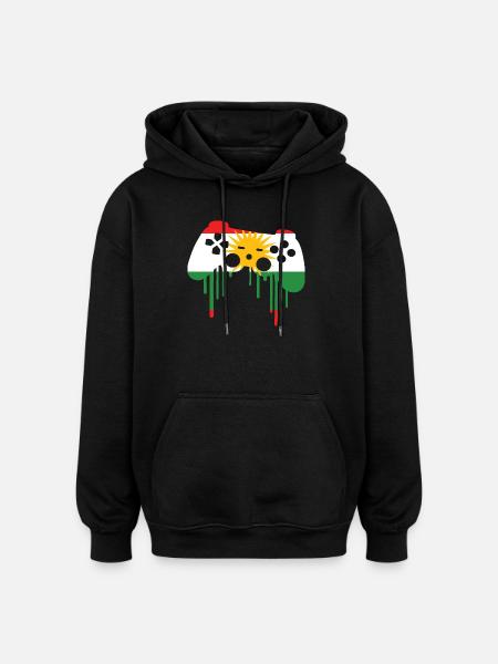 Drapeau de jeu kurde - Sweat à capuche oversize unisexe - noir