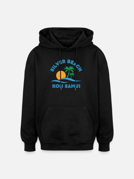 Koh Samui Sunset Palm Waves - Oversized Unisex Hoodie - black