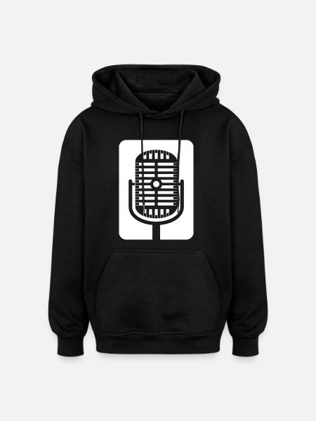 Retro Microphone Emblem - Oversized Unisex Hoodie - black