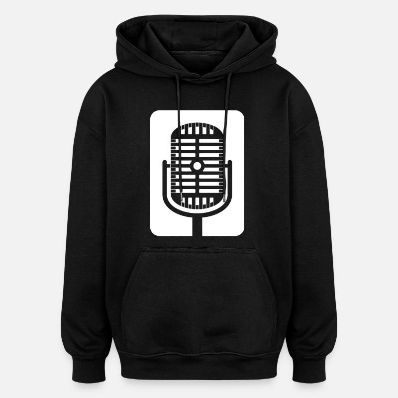 Emblème du micro rétro - Sweat à capuche oversize unisexe - noir