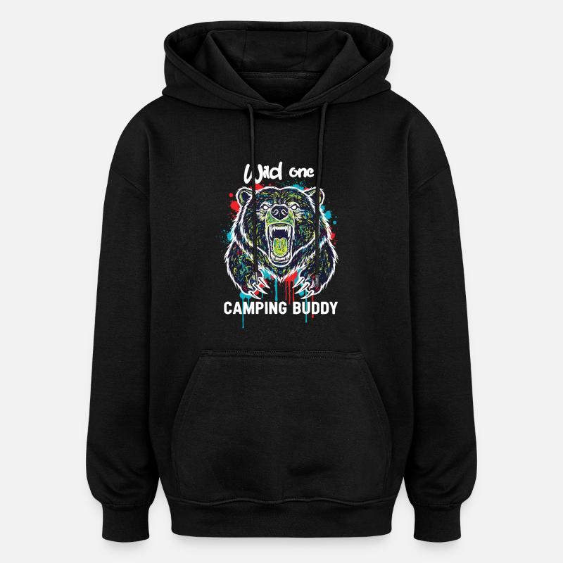 Wilder Campingkumpel Grizzlybär - Oversized Unisex Hoodie - Schwarz