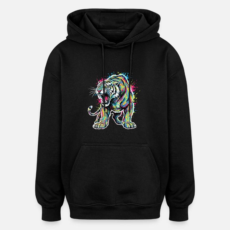 Neon Tiger Artistic Force - Oversized Unisex Hoodie - black