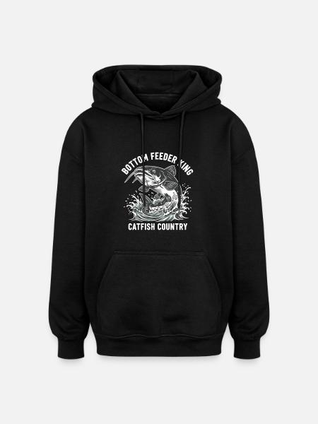 Pêche Silure Roi Fond Rivière - Sweat à capuche oversize unisexe - noir