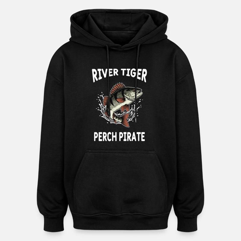 Pêche Rivière Perch River Tiger - Sweat à capuche oversize unisexe - noir
