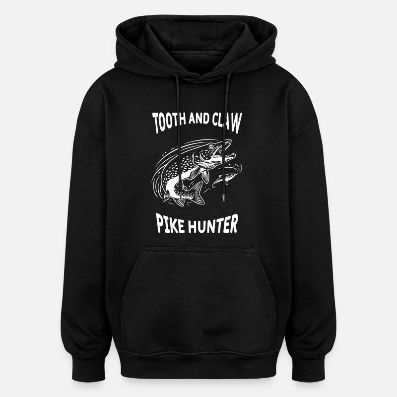 Pêche Rivière Brochet Pike Hunter - Sweat à capuche oversize unisexe - noir