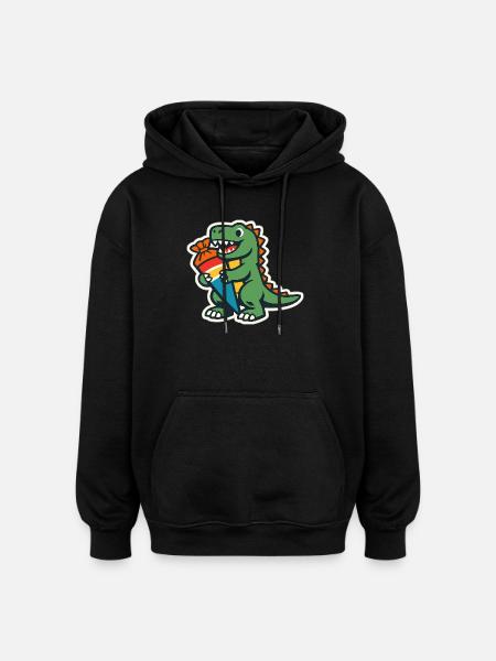 Schulkind Dino Einschulung Geschenk - Oversized Unisex Hoodie - Schwarz