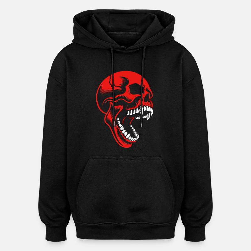 Crâne rouge - Sweat à capuche oversize unisexe - noir