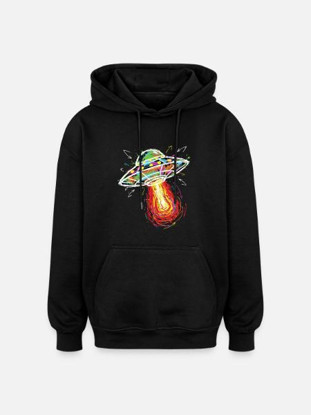 UFO-Weltraum-Kritzel Kritzel-Farbe - Oversized Unisex Hoodie - Schwarz