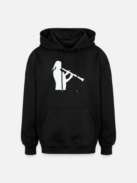 Silhouette with clarinet - Oversized Unisex Hoodie - black