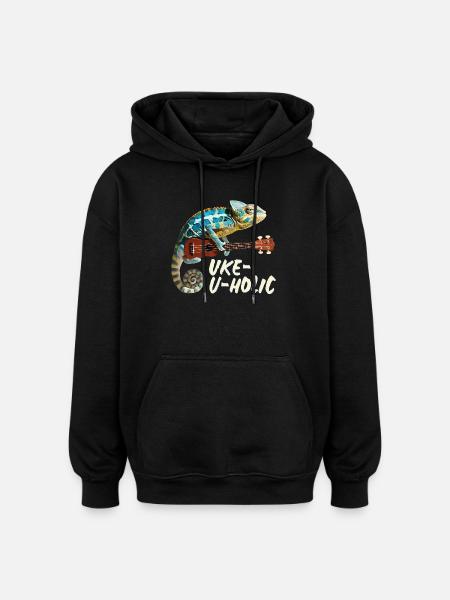 Chameleon Uke-u-holic - Oversized Unisex Hoodie - black