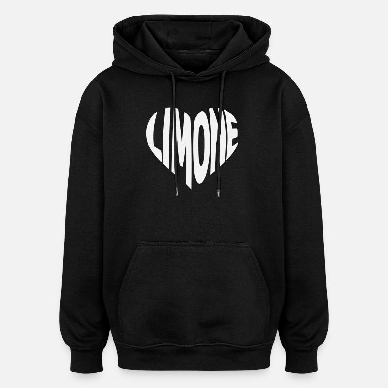 Limone Herz Design - Oversized Unisex Hoodie - Schwarz