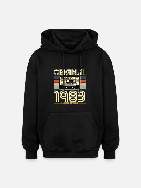 Original 1983 Retro Cassette - Oversized Unisex Hoodie - black
