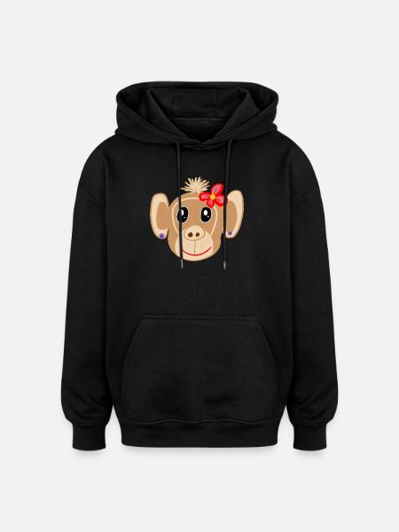 Monkey Girl Monkey Kids - Oversized Unisex Hoodie - black
