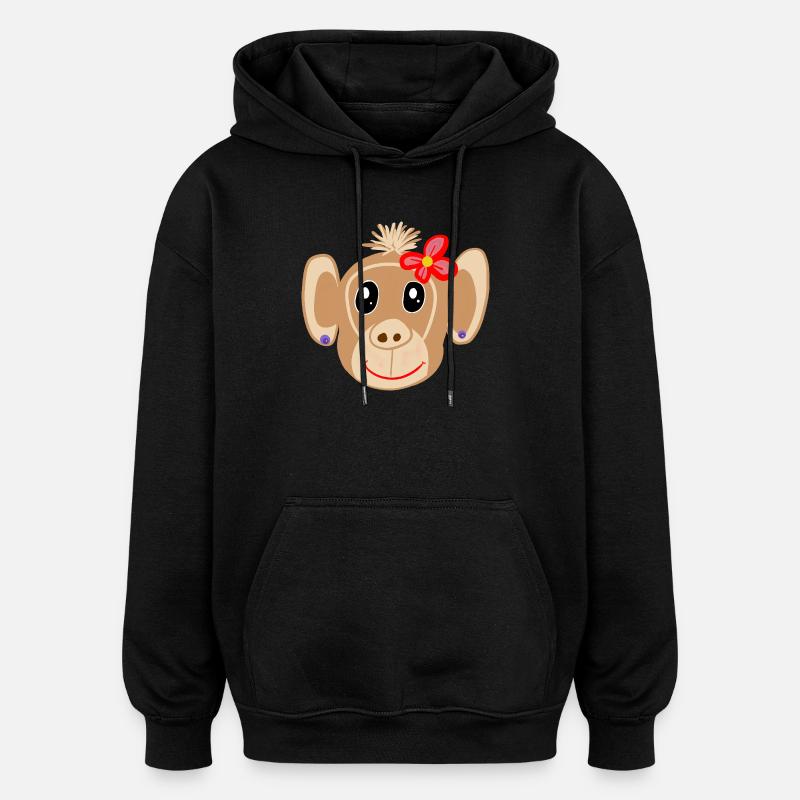 Fille Singe Enfants Singes - Sweat à capuche oversize unisexe - noir