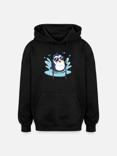 Pinguin-Sonnenspritzer in Gläsern - Oversized Unisex Hoodie - Schwarz