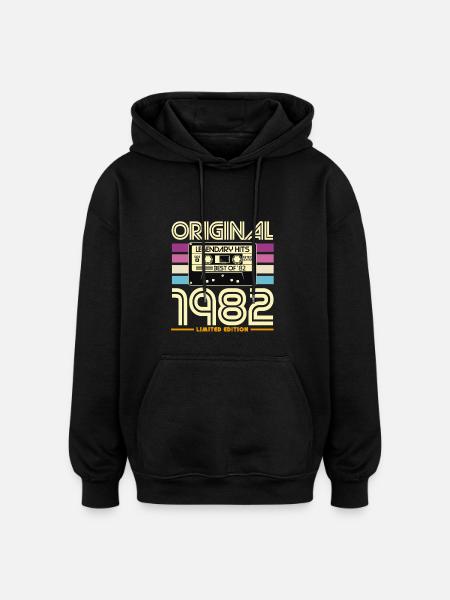 Original 1982 Retro Hits Cassette - Oversized Unisex Hoodie - black