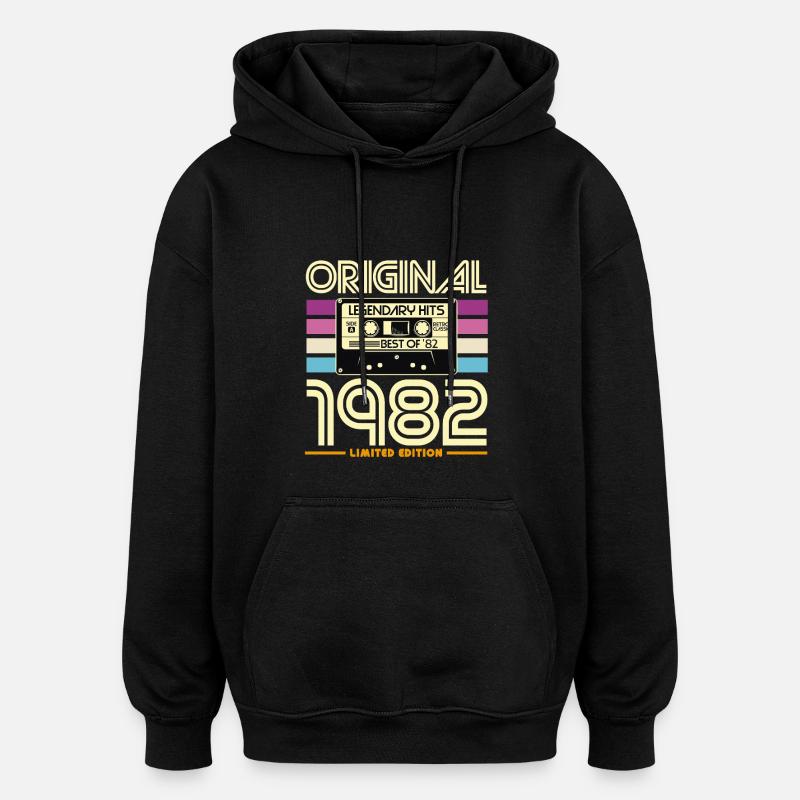 Original 1982 Retro Hits Cassette - Sweat à capuche oversize unisexe - noir