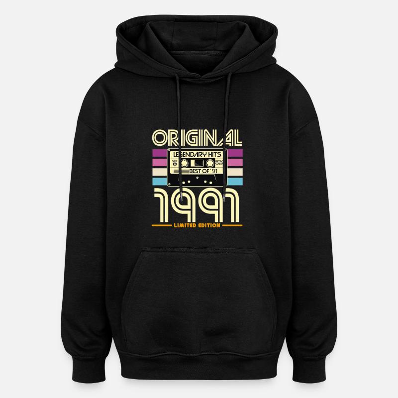 1991 Cassette Rétro Légende - Sweat à capuche oversize unisexe - noir