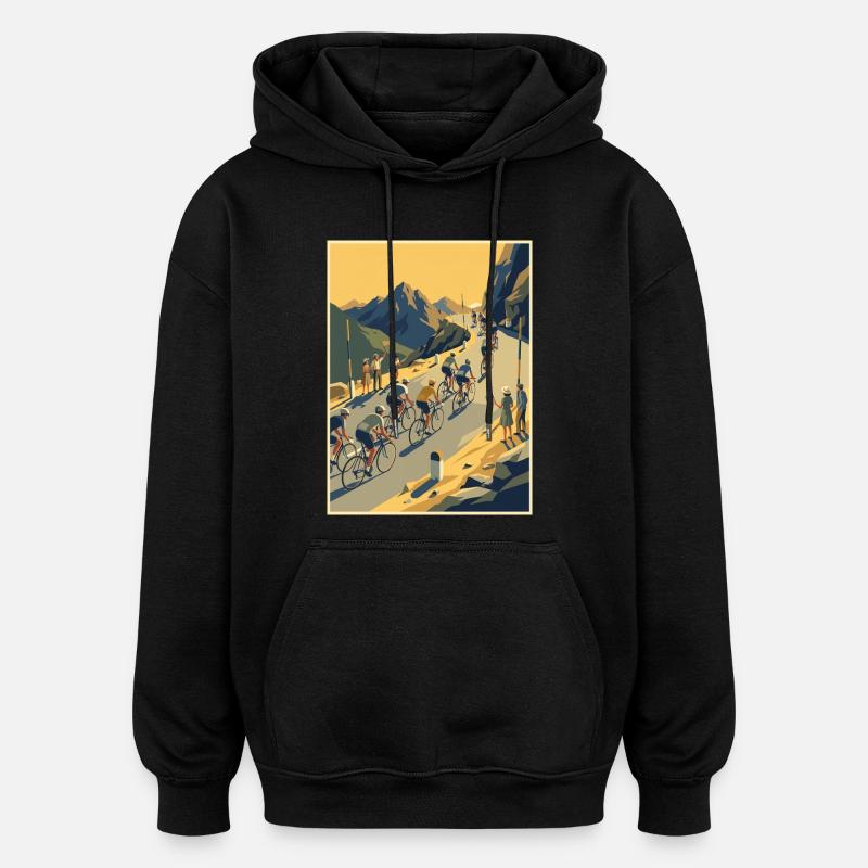Bergaufstieg – Radfahrer-Erinnerung - Oversized Unisex Hoodie - Schwarz