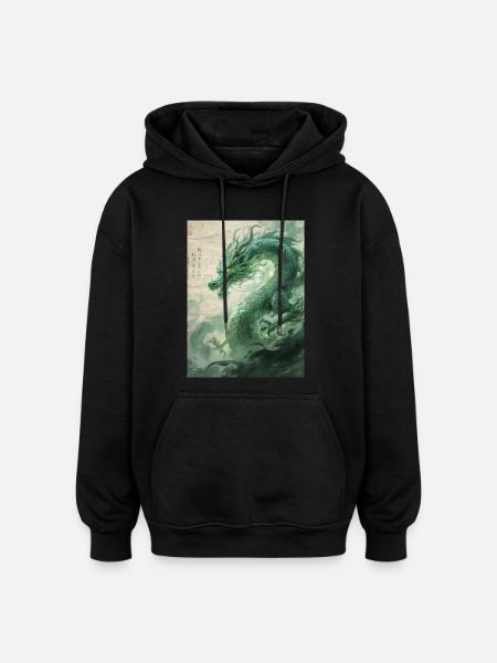 Der Smaragdwächter: Qinglong – Ewige Kraft - Oversized Unisex Hoodie - Schwarz