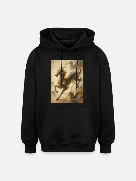 L'Apothéose de Jade : Qilin – Éternité - Sweat à capuche oversize unisexe - noir