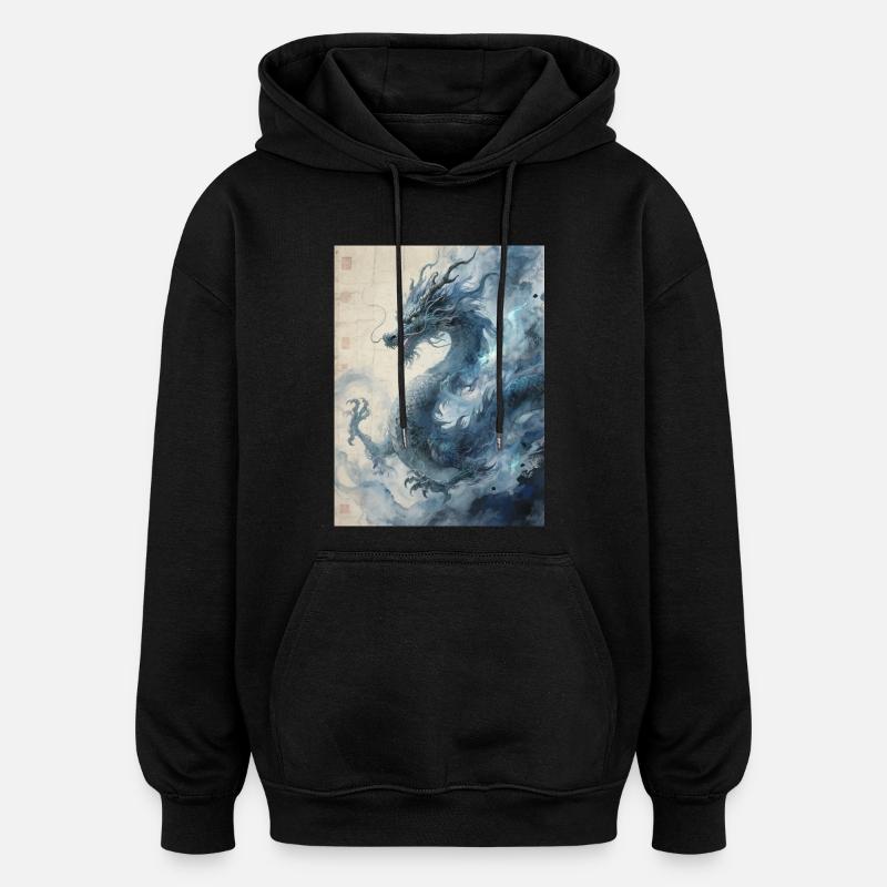 Die Sternennacht: Blauer Drache – Aether - Oversized Unisex Hoodie - Schwarz