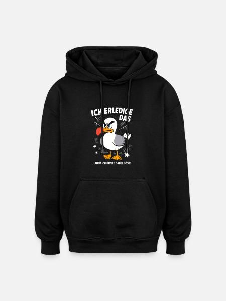 Möwe Seevogel Nen scheiss muss ich - Oversized Unisex Hoodie - Schwarz