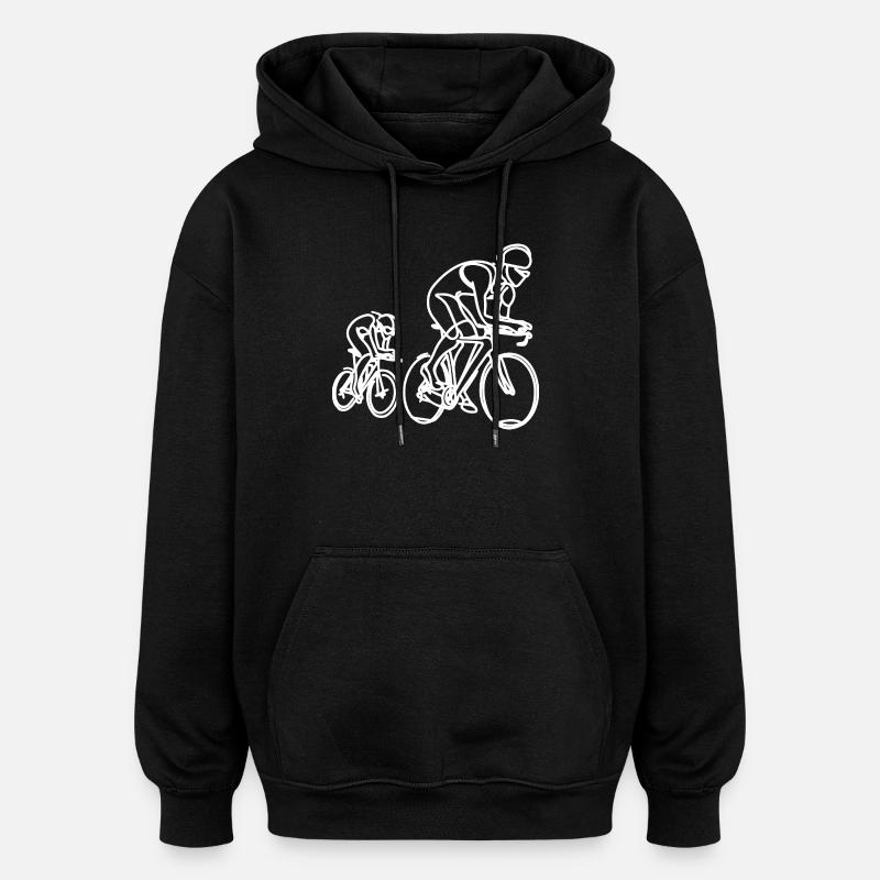 Radfahrer Zeichnung - Oversized Unisex Hoodie - Schwarz