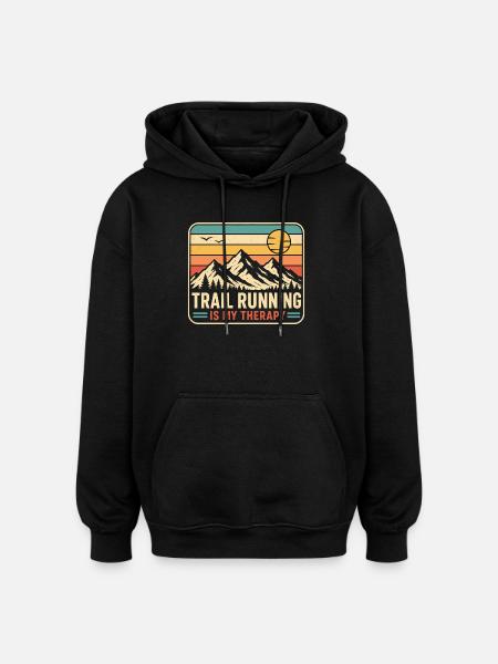 Trail Running is My Therapy - Oversized Unisex Hoodie - black