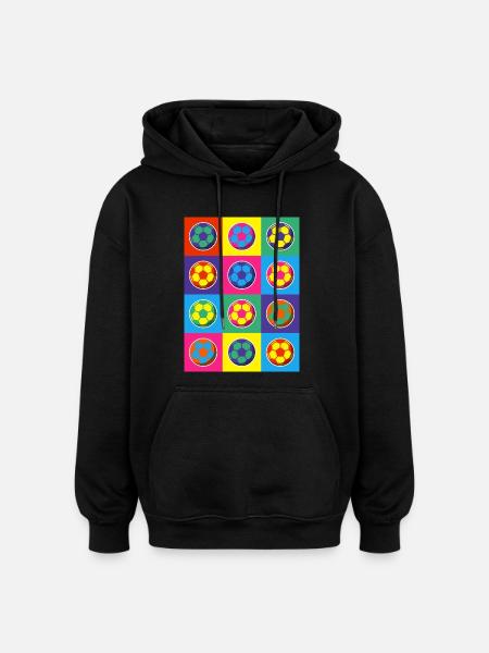 Pop Art Football Pattern - Oversized Unisex Hoodie - black