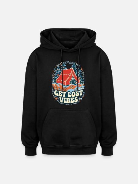 Get Lost Vibes Retro Camping - Oversized Unisex Hoodie - black
