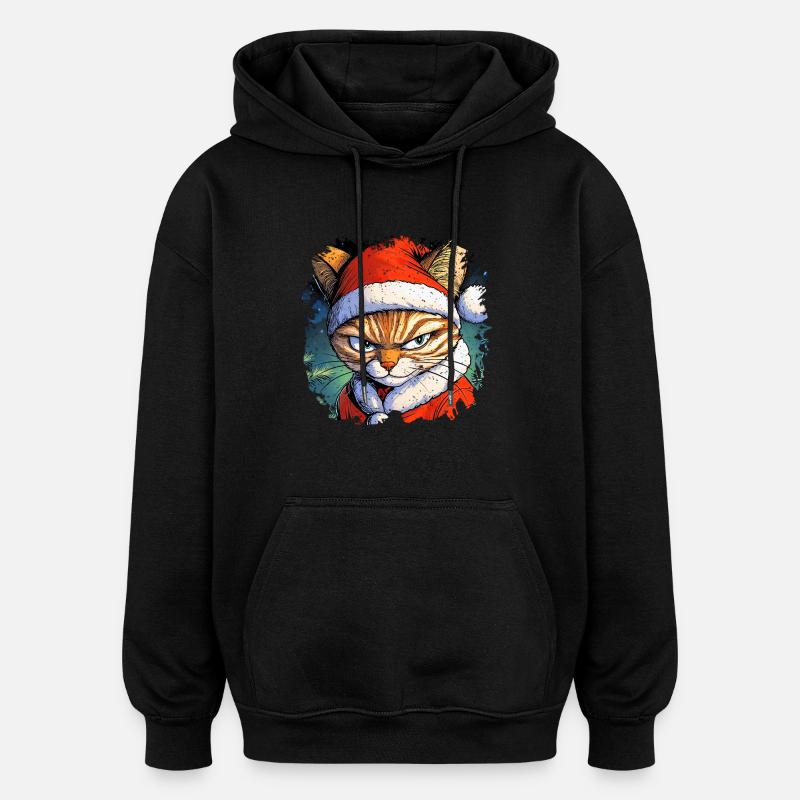 Chats Noël - Sweat à capuche oversize unisexe - noir