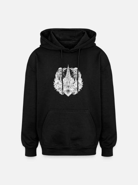 Moonlight behind exotic Thailand temple - Oversized Unisex Hoodie - black