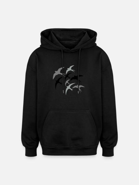 Swallows heading south - Oversized Unisex Hoodie - black