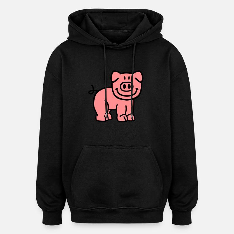 Cochon - Sweat à capuche oversize unisexe - noir