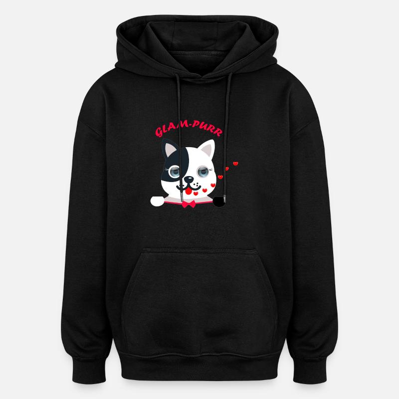 Cat- glampurr - Sweat à capuche oversize unisexe - noir