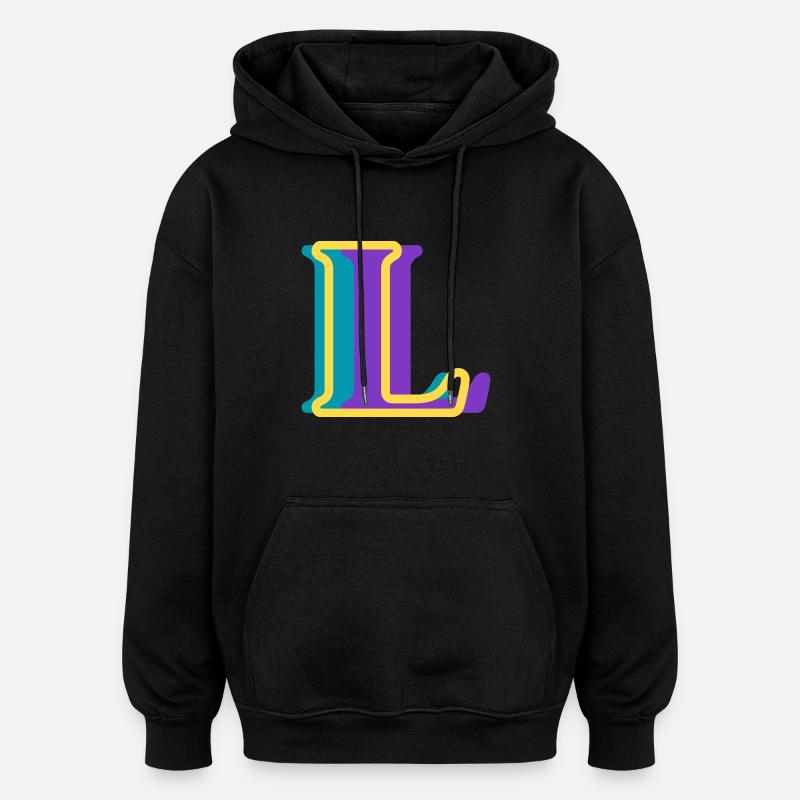 Mehrfarbiger Buchstabe l - Oversized Unisex Hoodie - Schwarz