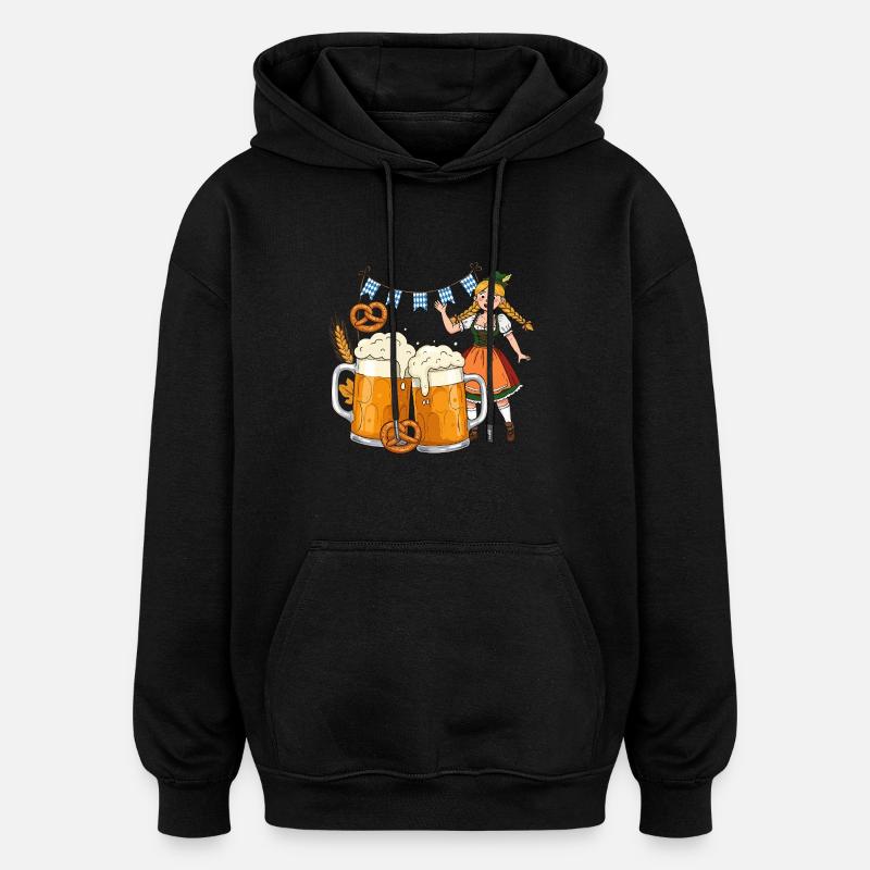 Dirndle Beer - Oversized Unisex Hoodie - black