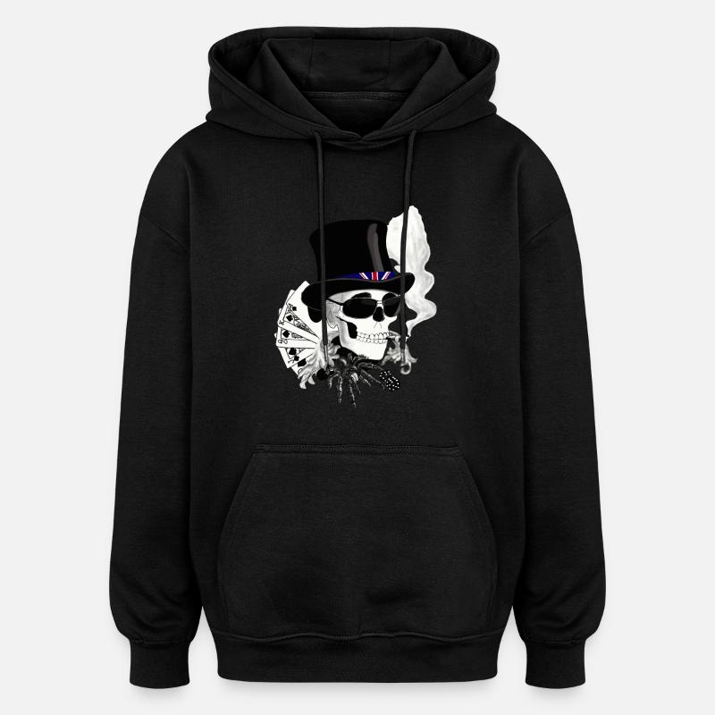 skull_londres - Sweat à capuche oversize unisexe - noir