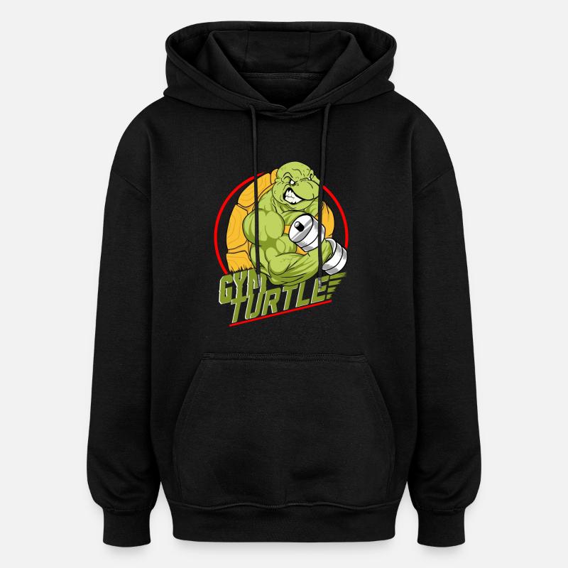 Gym Gym Turtle Design - Sweat à capuche oversize unisexe - noir