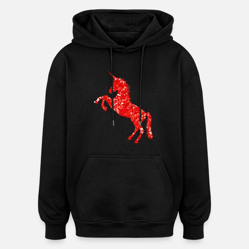 Unicorn red - Oversized Unisex Hoodie - black
