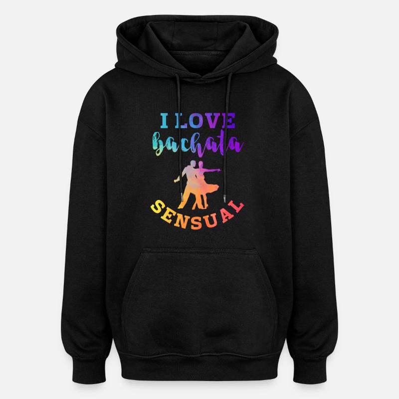 luv bachata - Sweat à capuche oversize unisexe - noir