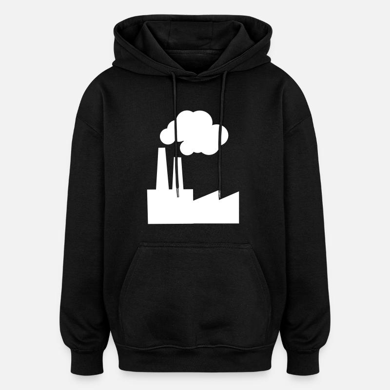 Rauchende Fabrik - Oversized Unisex Hoodie - Schwarz