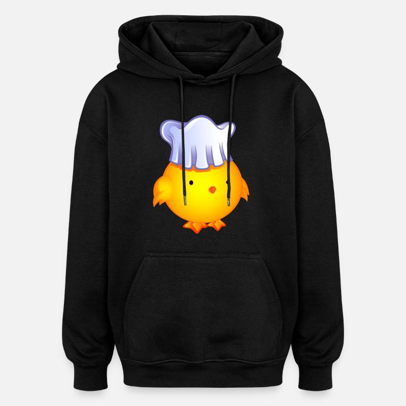 poussin cuisinier.png - Sweat à capuche oversize unisexe - noir
