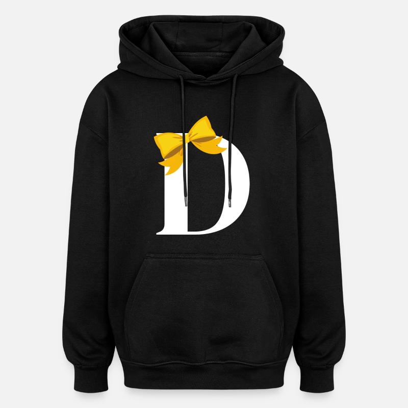 Letter d yellow knot - Oversized Unisex Hoodie - black