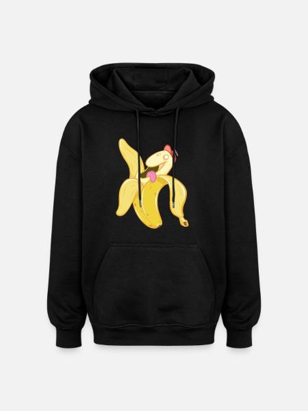 Banane heureuse - Sweat à capuche oversize unisexe - noir