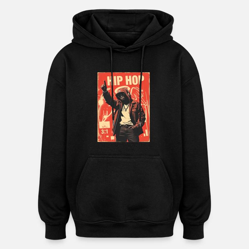 Design hip hop urbain - Sweat à capuche oversize unisexe - noir