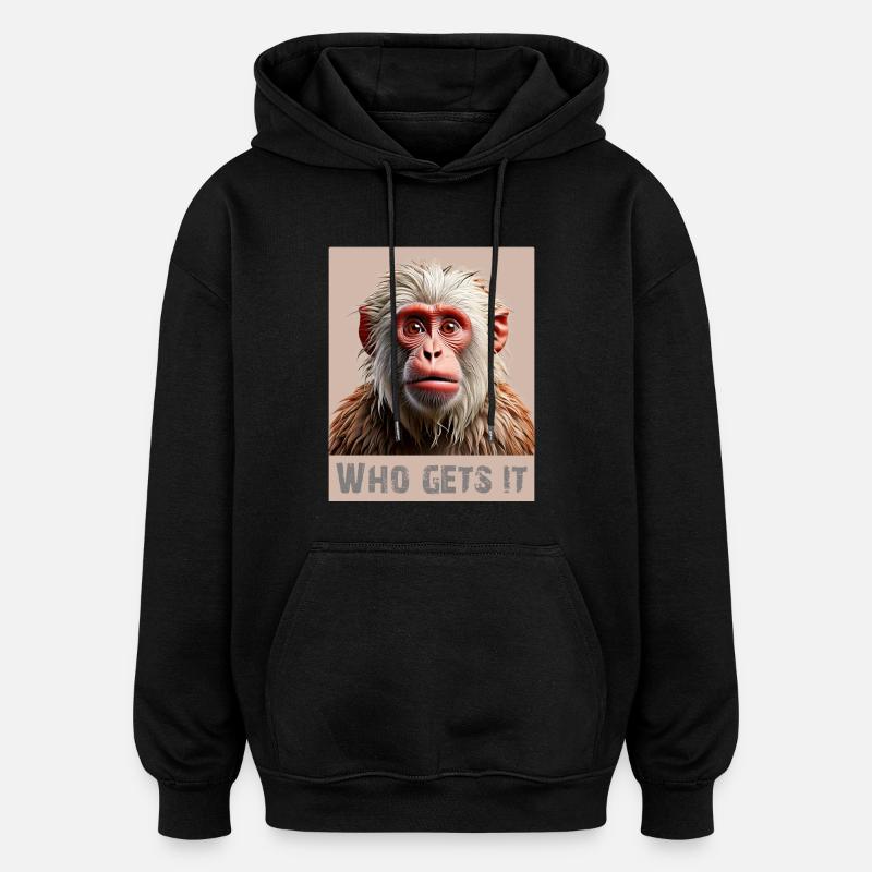 Monkey – Qui l’attrape ? | Design amusant - Sweat à capuche oversize unisexe - noir